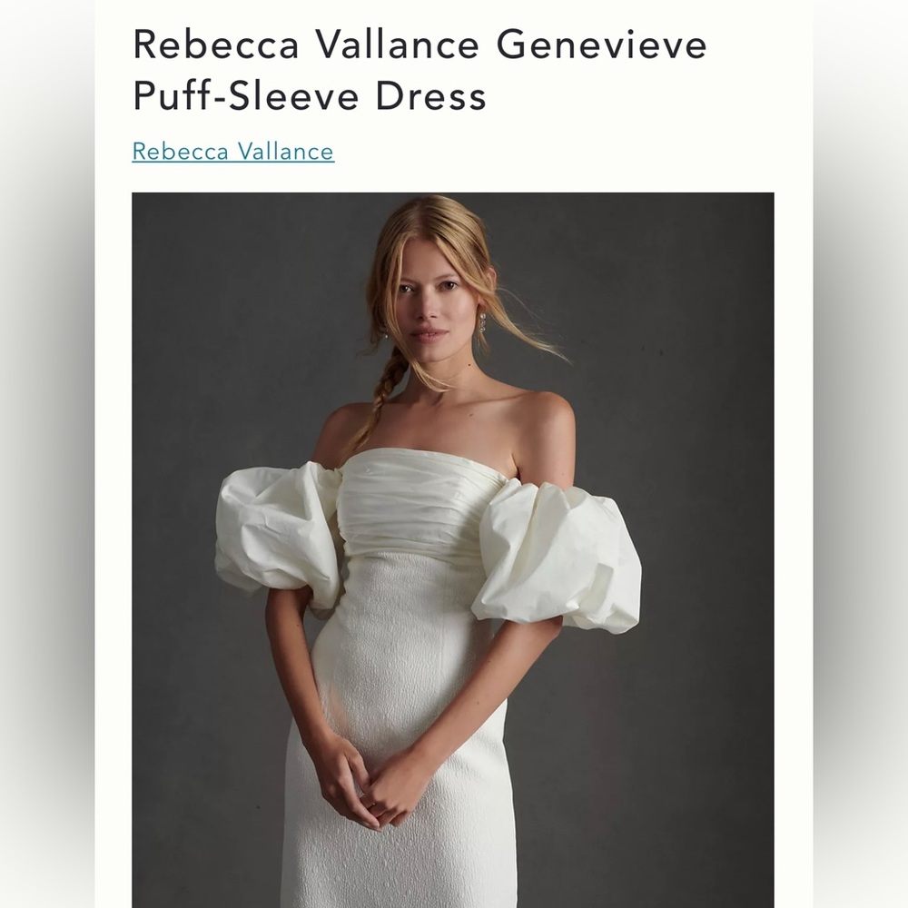 Gorgeous Rebecca Valance Genevieve Puff Sleeve White Dress (Anthropologie)